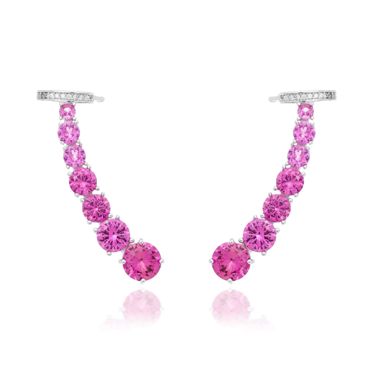 ear cuff fucsia prata - Pétala Jóias