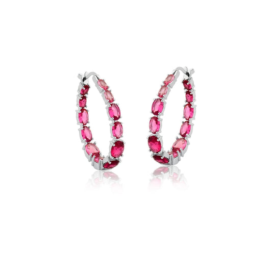 Argola com Zircônias Rosa RODIO - Pétala Jóias