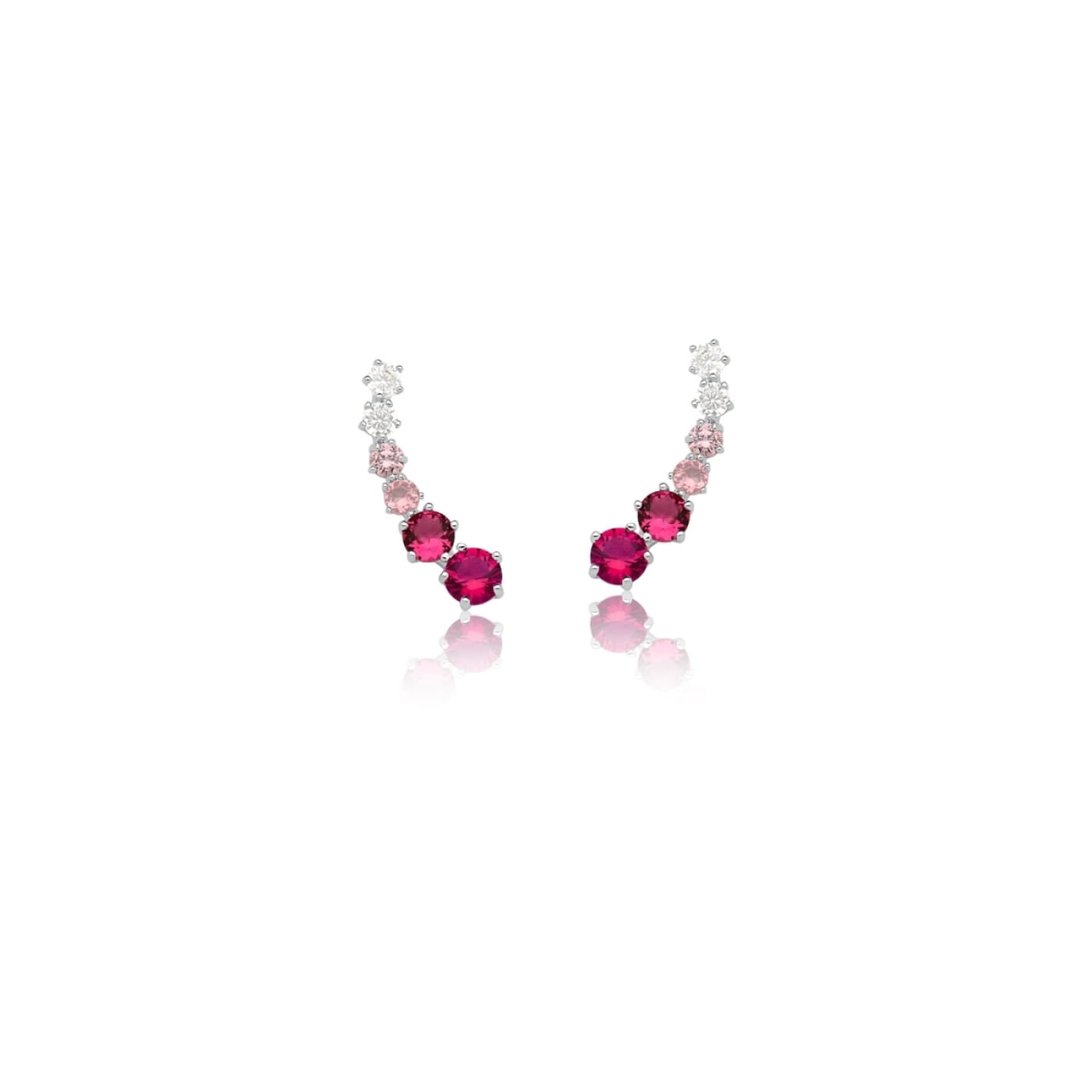 Brinco Ear Cuff com Zircônia Redondas Marsala RODIO - Pétala Jóias