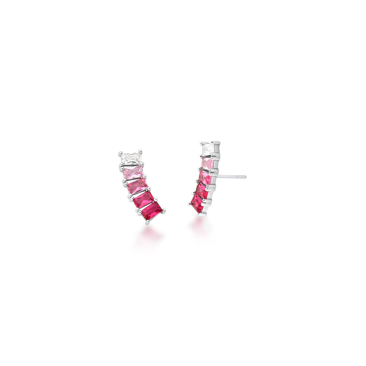 Brinco Ear Cuff com Zircônias Baguetes Marsala RODIO - Pétala Jóias