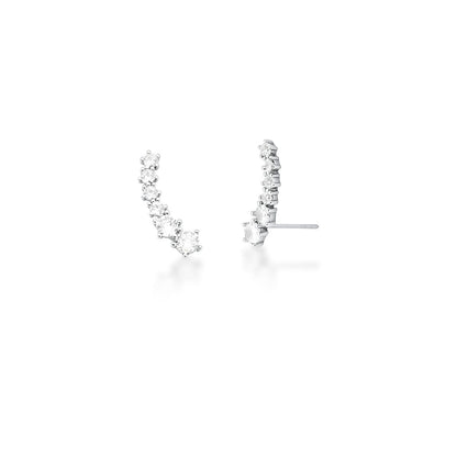 Brinco Ear Cuff com Zircônias Redondas Brancas - Pétala Jóias