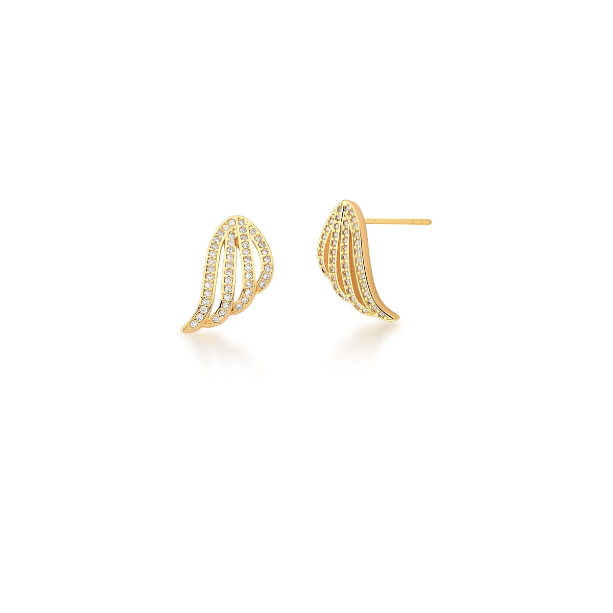 Brinco Ear Cuff de Asa com Zircônias Brancas OURO - Pétala Jóias