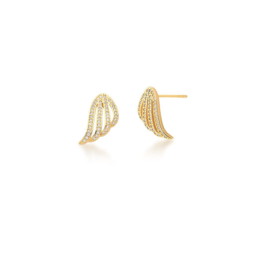 Brinco Ear Cuff de Asa com Zircônias Brancas OURO - Pétala Jóias