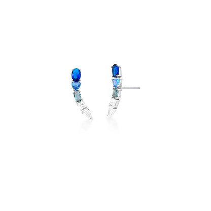 Brinco Ear Cuff Zircônias Azul - Pétala Jóias