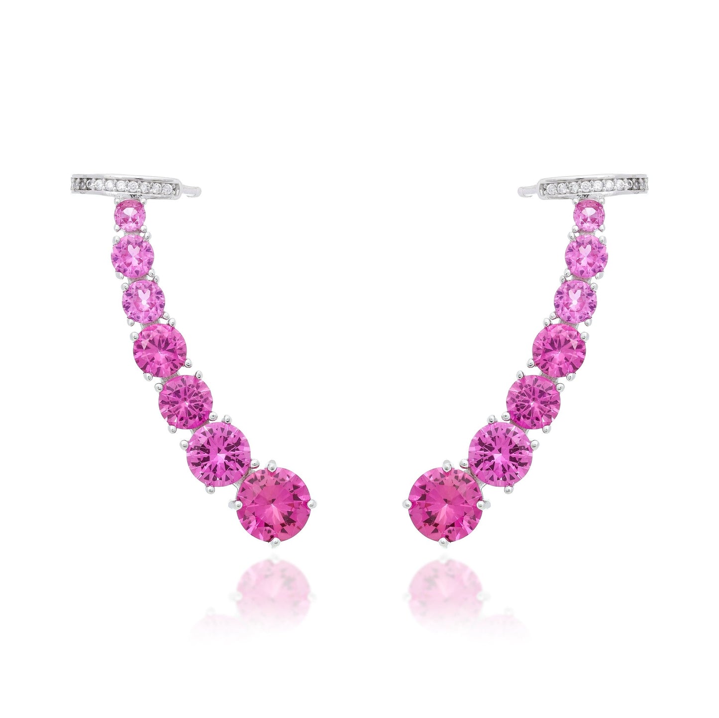 ear cuff fucsia prata - Pétala Jóias