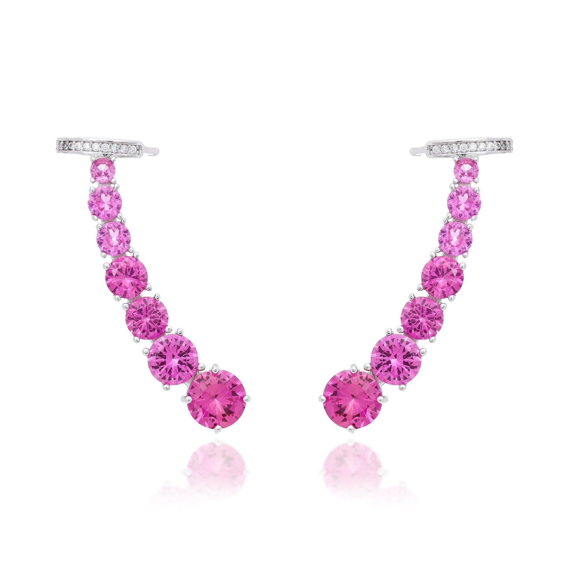 ear cuff fucsia prata - Pétala Jóias