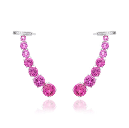 ear cuff fucsia prata - Pétala Jóias