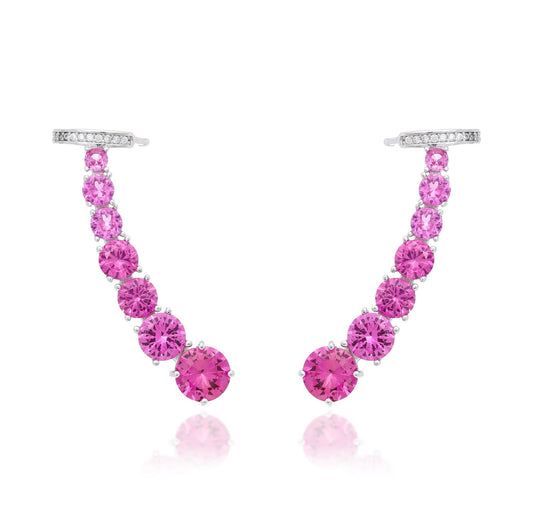 ear cuff fucsia prata - Pétala Jóias