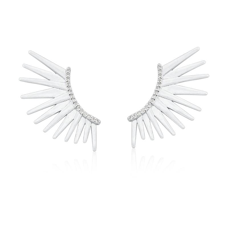 EARCUFF SPIKES RODIO BRANCO - Pétala Jóias