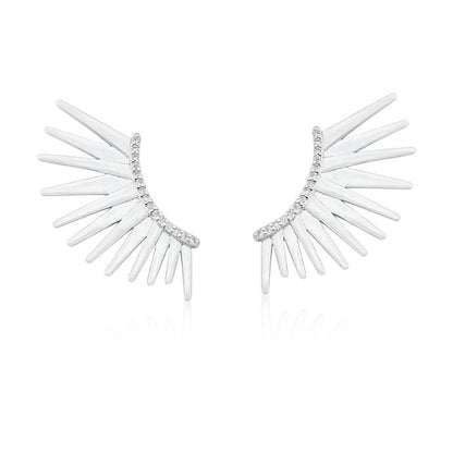 EARCUFF SPIKES RODIO BRANCO - Pétala Jóias