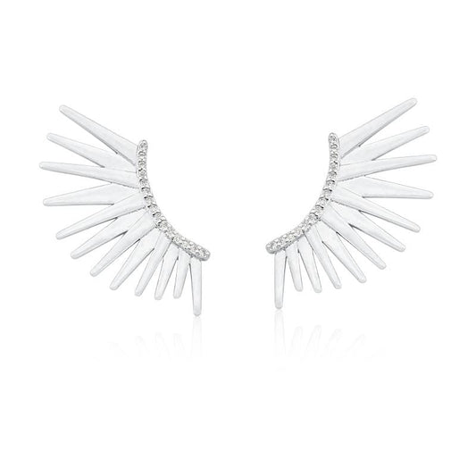 EARCUFF SPIKES RODIO BRANCO - Pétala Jóias